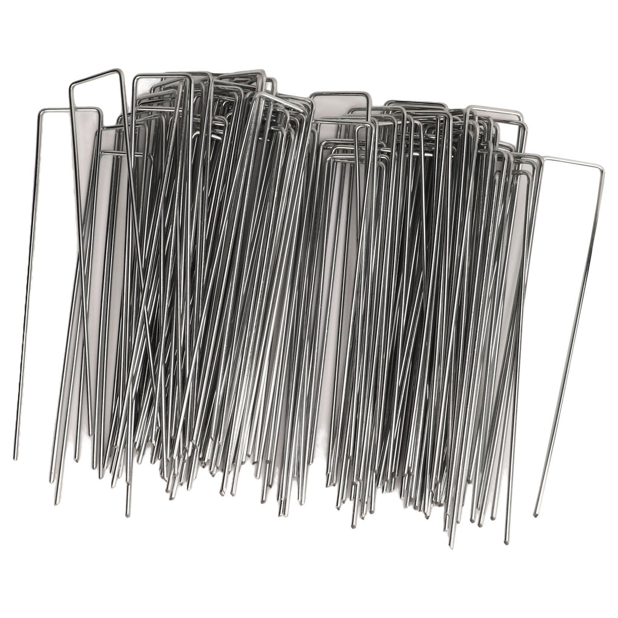 100Pcs U Shaped Garden Stakes Galvanized Steel Landscape Stakes Pins for Weed Barrier Sod Fabric Decorations Roughness 3mm/0.12in