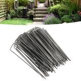 100Pcs U Shaped Garden Stakes Galvanized Steel Landscape Stakes Pins for Weed Barrier Sod Fabric Decorations Roughness 3mm/0.12in - Extra Image