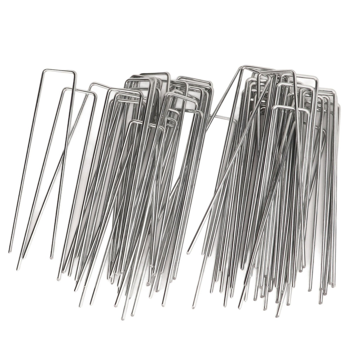 50Pcs Galvanized Steel Garden Stakes U Shaped Tent Stakes U Shaped Galvanized Landscape Pins Heavy Duty Yard Ground Pin 4x10cm 0.4mm Thickness