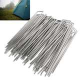50Pcs Galvanized Steel Garden Stakes U Shaped Tent Stakes U Shaped Galvanized Landscape Pins Heavy Duty Yard Ground Pin 4x10cm 0.4mm Thickness - Extra Image