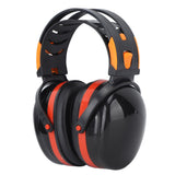 Noise Reduction Earmuffs Foldable Lightweight Hearing Protection Safety Over Head Ear Muff for Garden Shooting Mowing Black Red - Front View