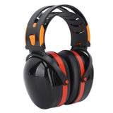 Noise Reduction Earmuffs Foldable Lightweight Hearing Protection Safety Over Head Ear Muff for Garden Shooting Mowing Black Red - Side View