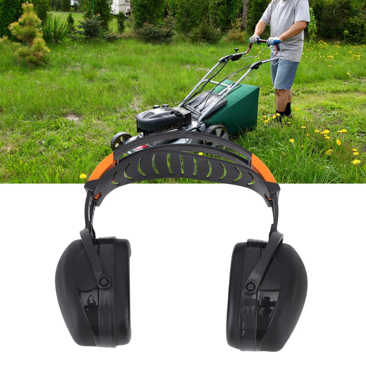Noise Reduction Earmuffs Foldable Lightweight Hearing Protection Safety Over Head Ear Muff for Garden Shooting Mowing Black