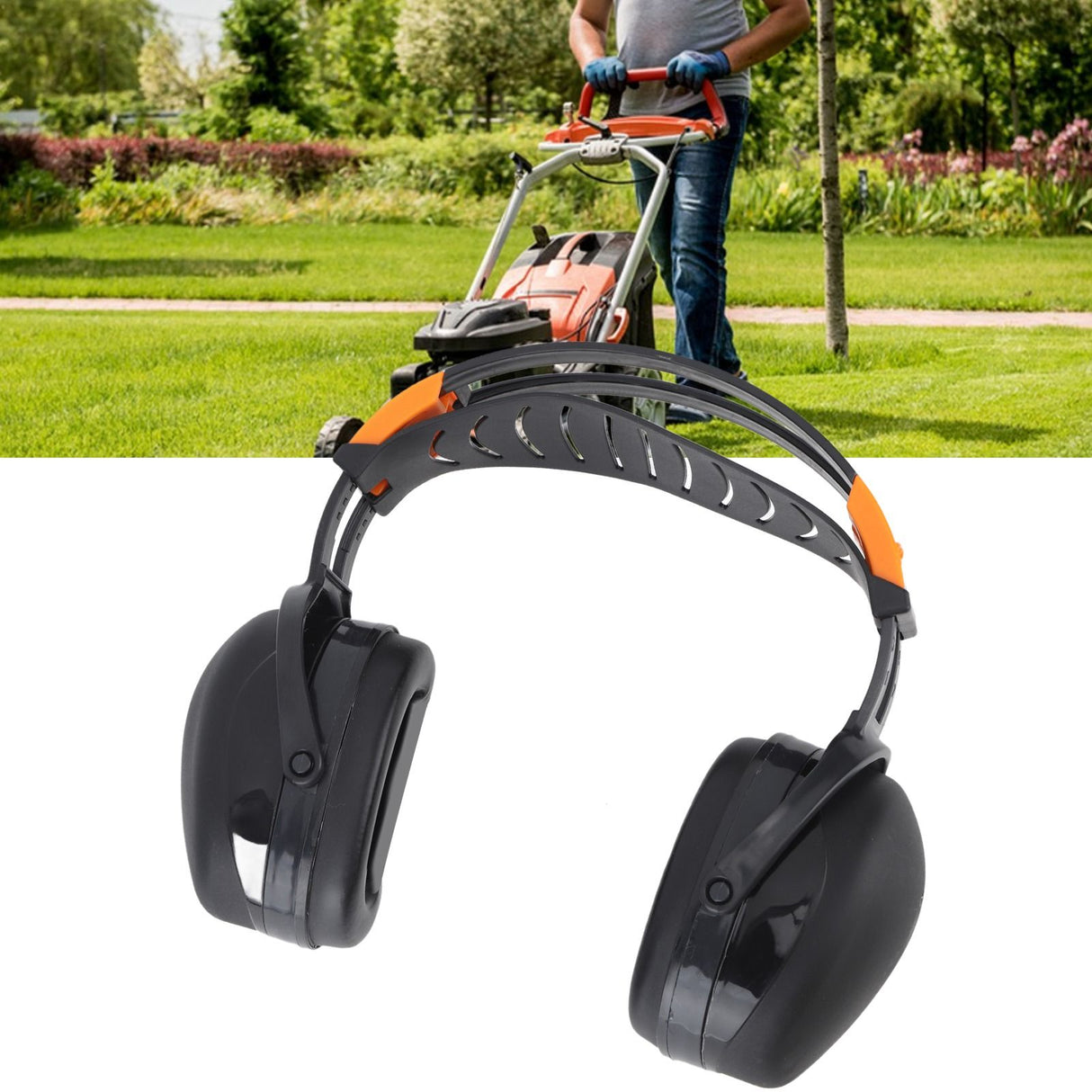 Noise Reduction Earmuffs Foldable Lightweight Hearing Protection Safety Over Head Ear Muff for Garden Shooting Mowing Black