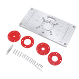 Router Table Insert Plate Woodworking Aluminum Router Plate with 4 Insert Rings for Wood Trimming Milling Slotting