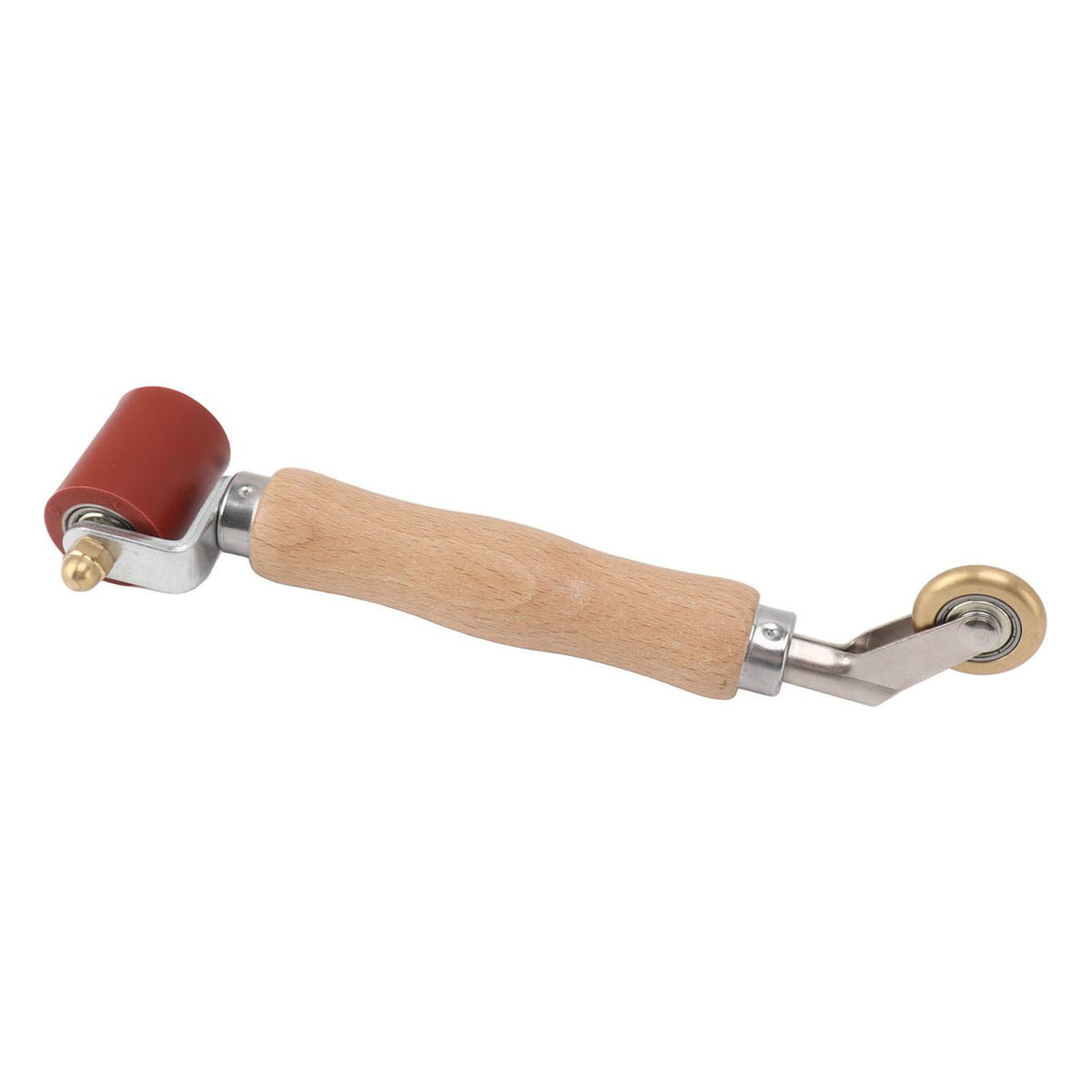 40mm Silicone Seam Roller Dual Use Brass Wheel Wood Handle Wallpaper Flat Seam Roller for PVC TPO Welding Red