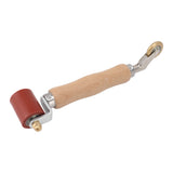 40mm Silicone Seam Roller Dual Use Brass Wheel Wood Handle Wallpaper Flat Seam Roller for PVC TPO Welding Red - Side View