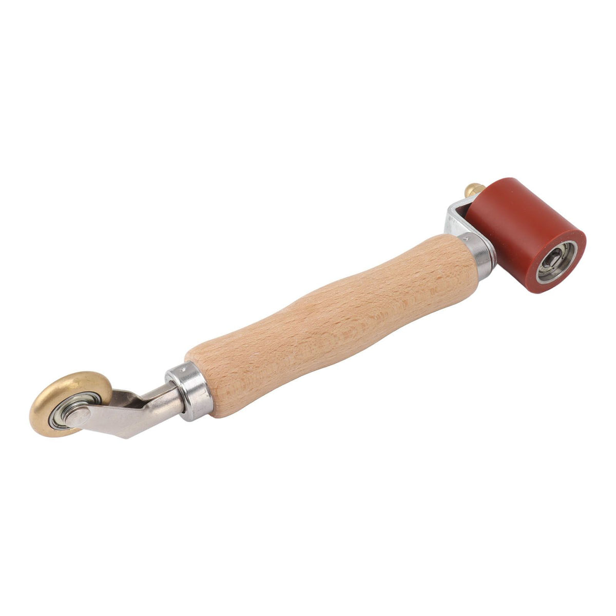 40mm Silicone Seam Roller Dual Use Brass Wheel Wood Handle Wallpaper Flat Seam Roller for PVC TPO Welding Red