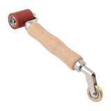 40mm Silicone Seam Roller Dual Use Brass Wheel Wood Handle Wallpaper Flat Seam Roller for PVC TPO Welding Red - Close-Up Angle
