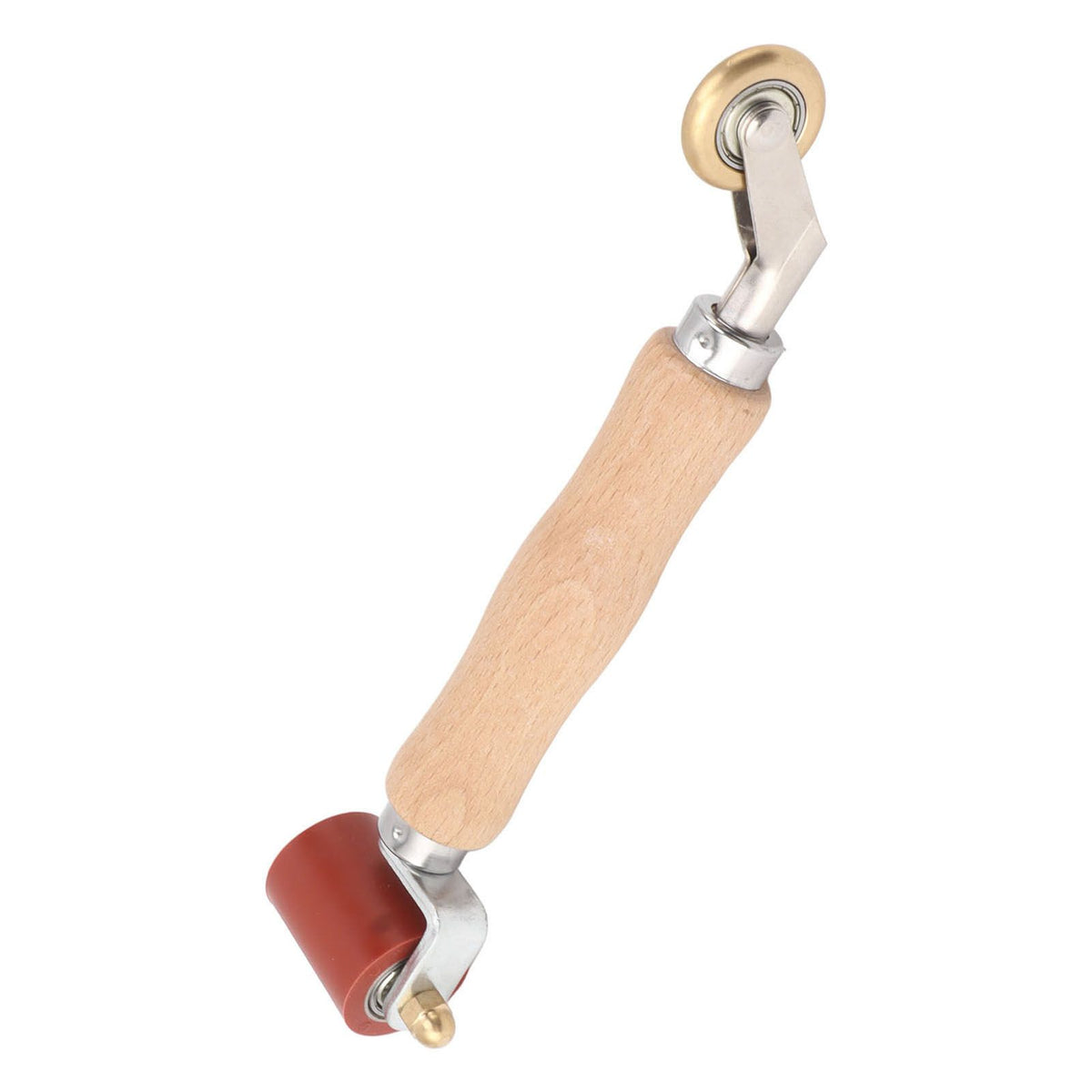 40mm Silicone Seam Roller Dual Use Brass Wheel Wood Handle Wallpaper Flat Seam Roller for PVC TPO Welding Red