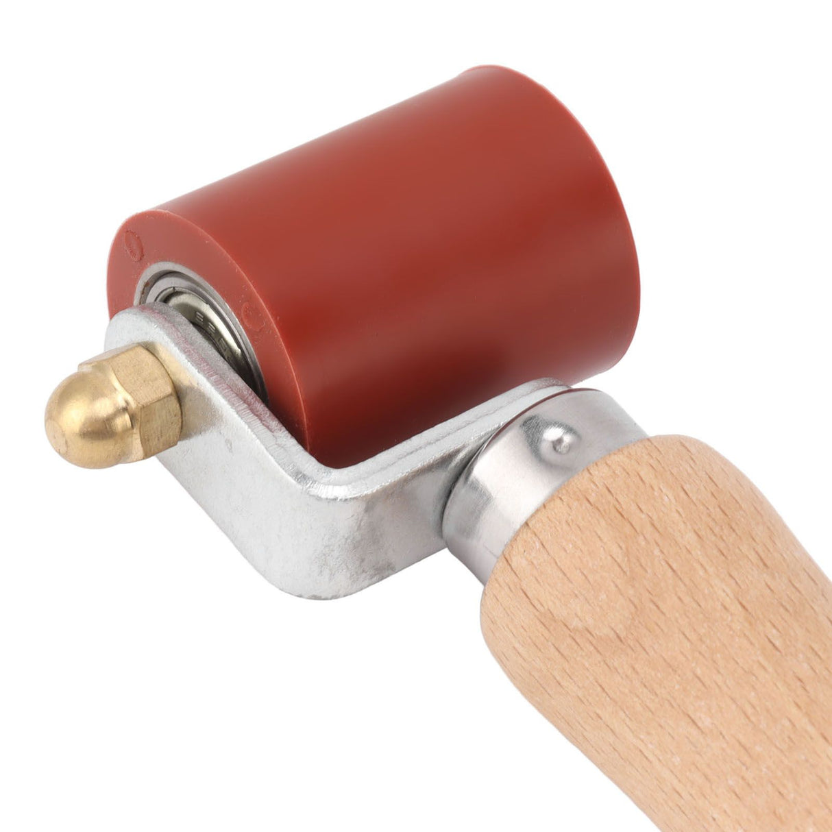 40mm Silicone Seam Roller Dual Use Brass Wheel Wood Handle Wallpaper Flat Seam Roller for PVC TPO Welding Red