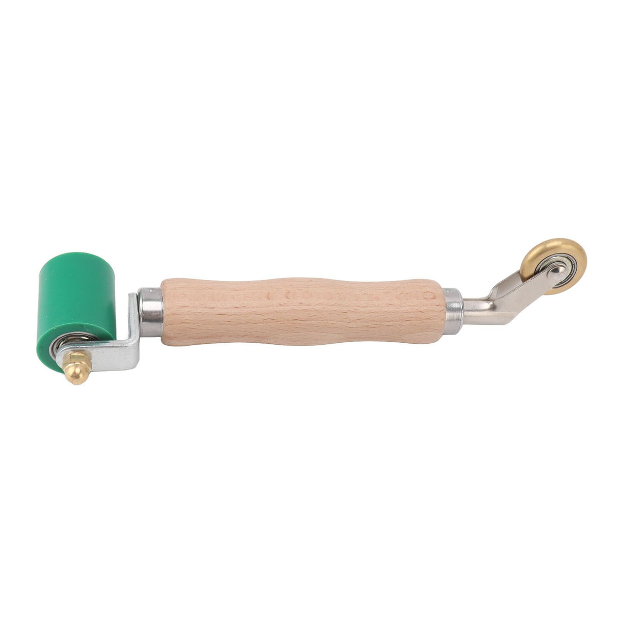 40mm Silicone Seam Roller Dual Use Brass Wheel Wood Handle Wallpaper Flat Seam Roller for PVC TPO Welding Green