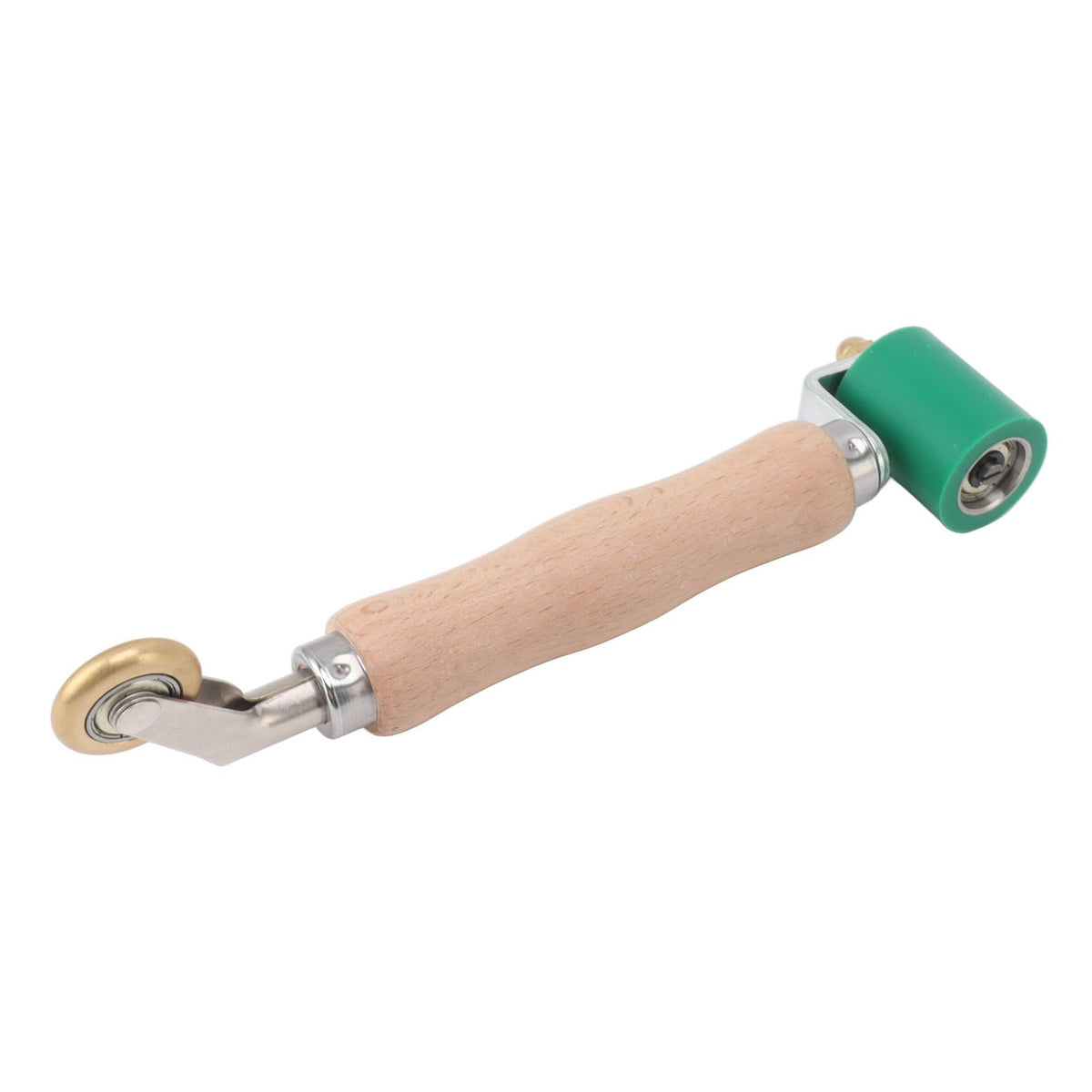 40mm Silicone Seam Roller Dual Use Brass Wheel Wood Handle Wallpaper Flat Seam Roller for PVC TPO Welding Green