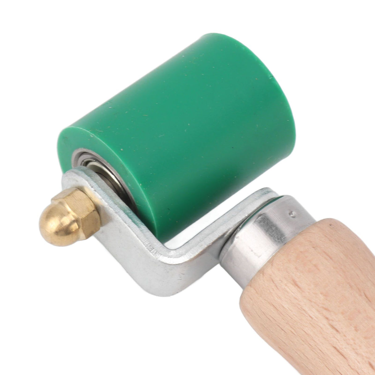 40mm Silicone Seam Roller Dual Use Brass Wheel Wood Handle Wallpaper Flat Seam Roller for PVC TPO Welding Green