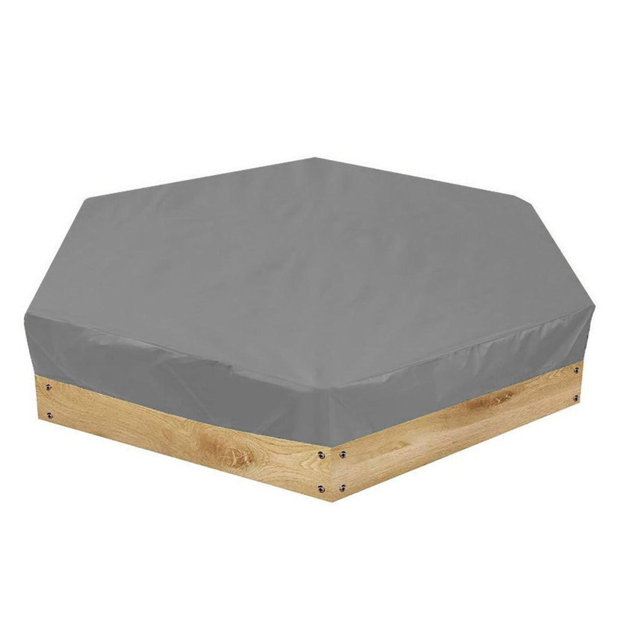 Sandbox Cover Hexagon Sandpit Sand Toys Cover Waterproof Pool Cover with Drawstring for Outdoor Garden Grey