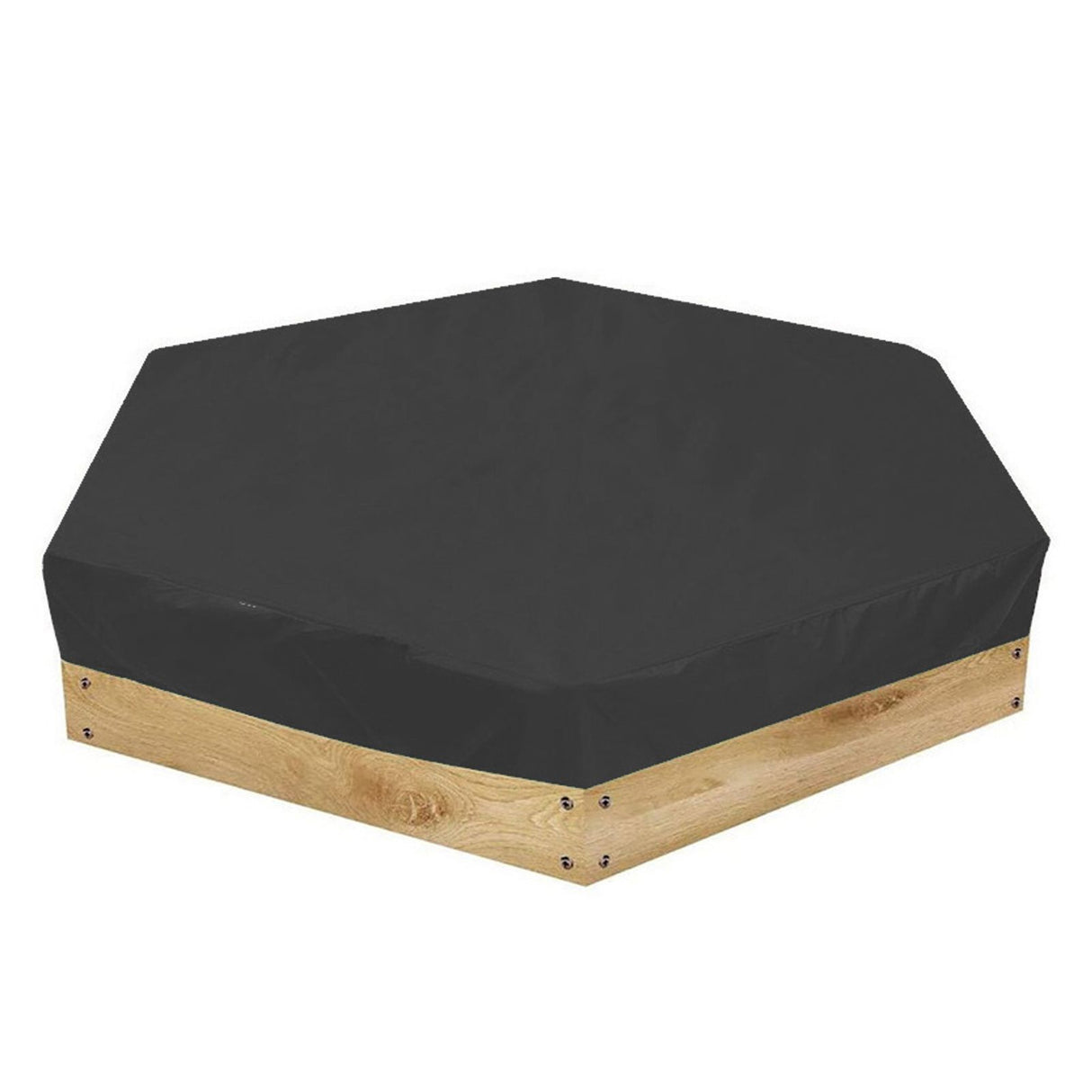 Sandbox Cover Hexagon Sandpit Sand Toys Cover Waterproof Pool Cover with Drawstring for Outdoor Garden Black