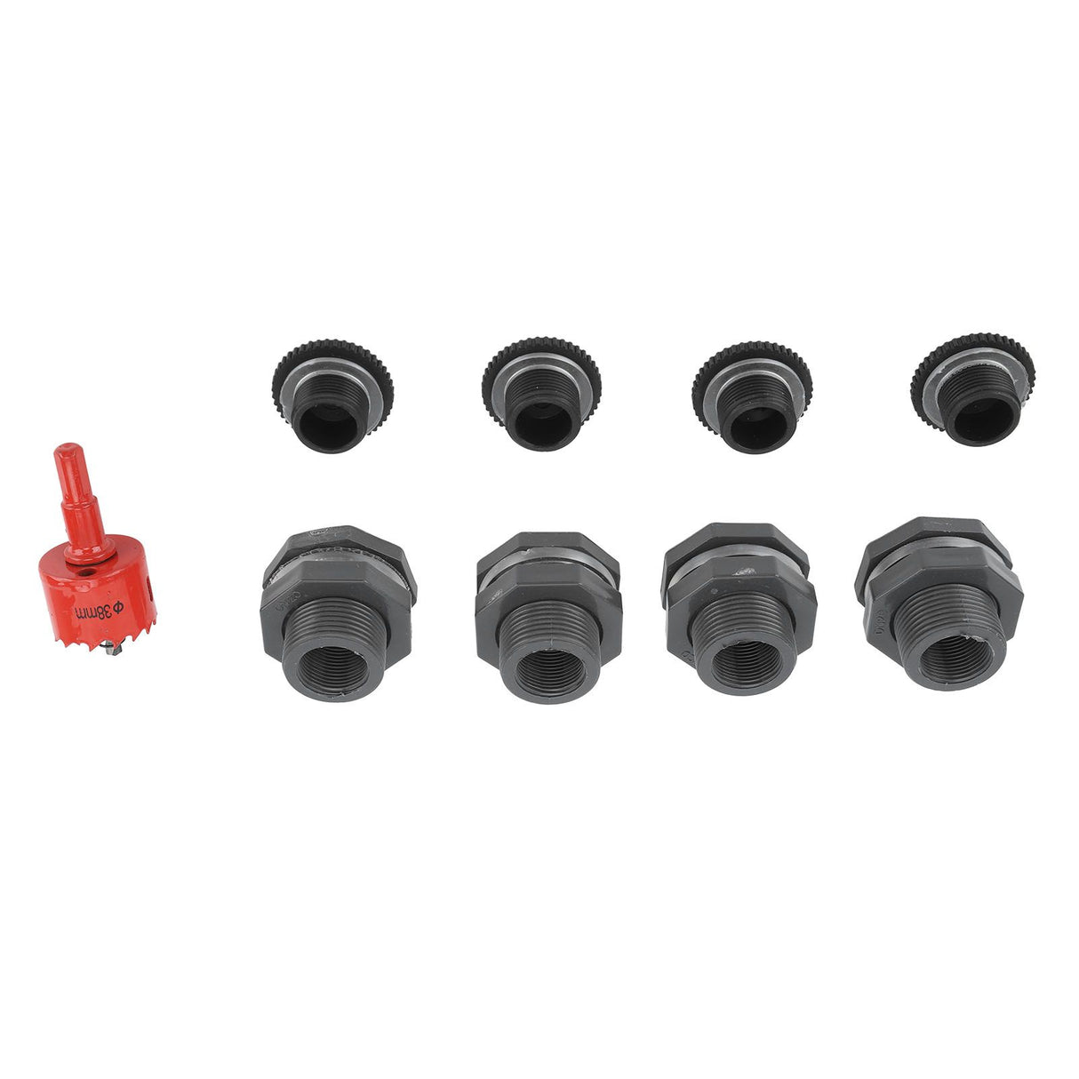 3/4 Inch Rain Barrel Bulkhead Fitting Kit with Plugs Hole Saw Tool PVC Spigot Connector Kit for Rain Barrels Water Tanks Pools Aquariums Tubs