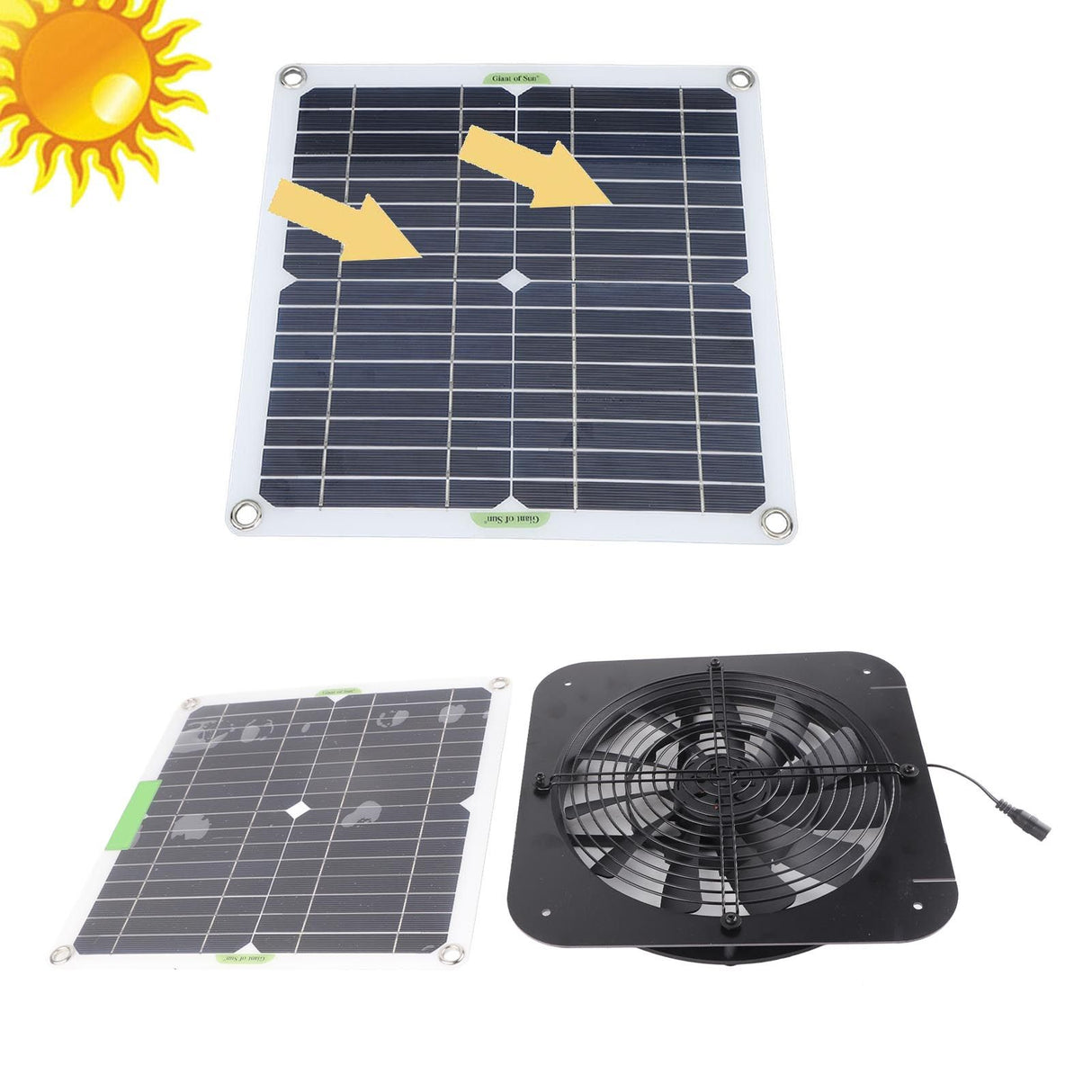 100W 18V Solar Panel Powered Exhaust Fan 13.5 Inch Solar Powered Attic Ventilator for Pet House Chicken Coop RV Greenhouse