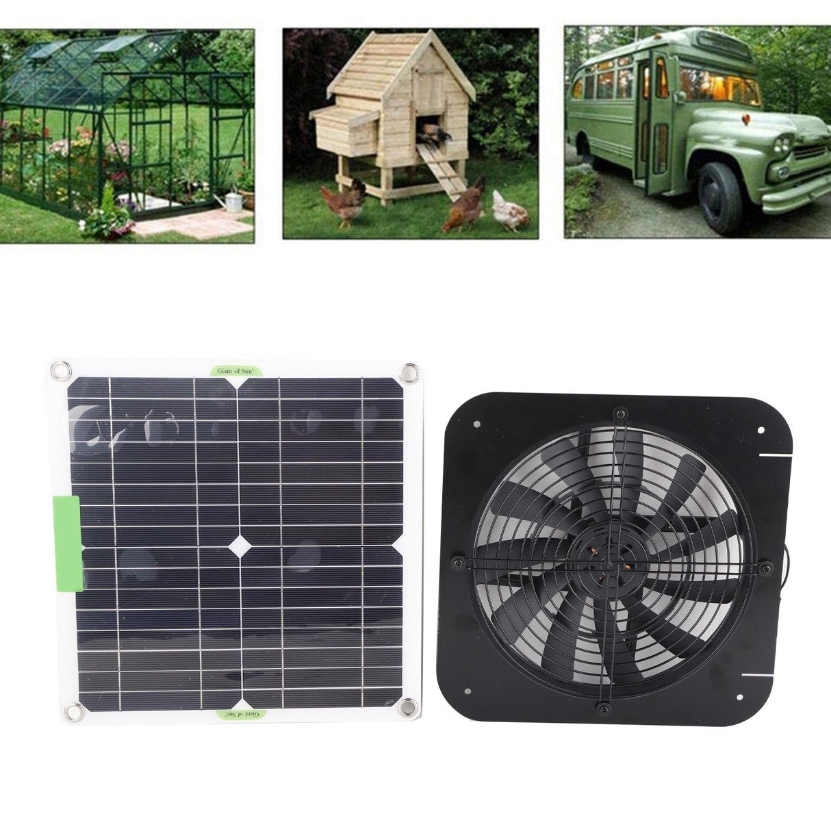 100W 18V Solar Panel Powered Exhaust Fan 13.5 Inch Solar Powered Attic Ventilator for Pet House Chicken Coop RV Greenhouse