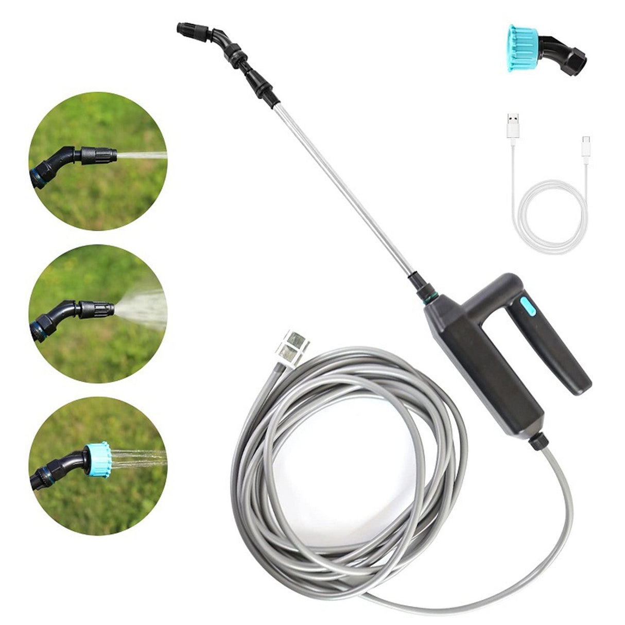 Handheld Garden Electric Sprayer Outdoor Portable Electric Garden Water Sprayer Wand for Gardening Watering 5m Set