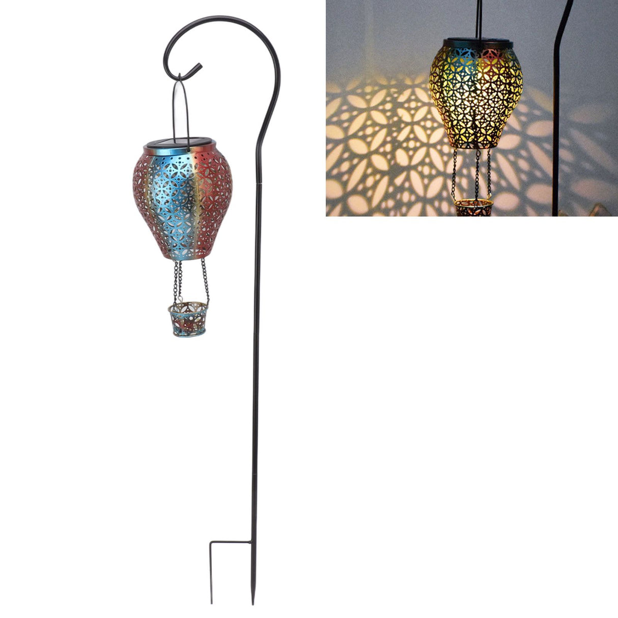 Hanging Solar Lantern Retro Hollowed Fire Balloon Style Warm Romatic Garden Solar Light for Outdoor Camping Backyard