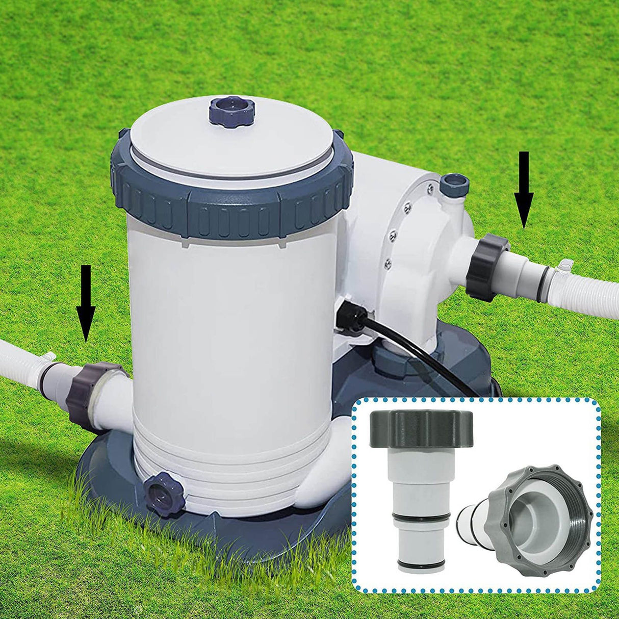 2PCS Pool Hose Adapter with Collar Replacement Threaded Connection Pump Hose Adapter for Intex Fit ARU