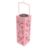 Outdoor Solar Lantern LED Light Automatic On Waterproof Decorative Lamp for Garden Backyard Pink - Front View