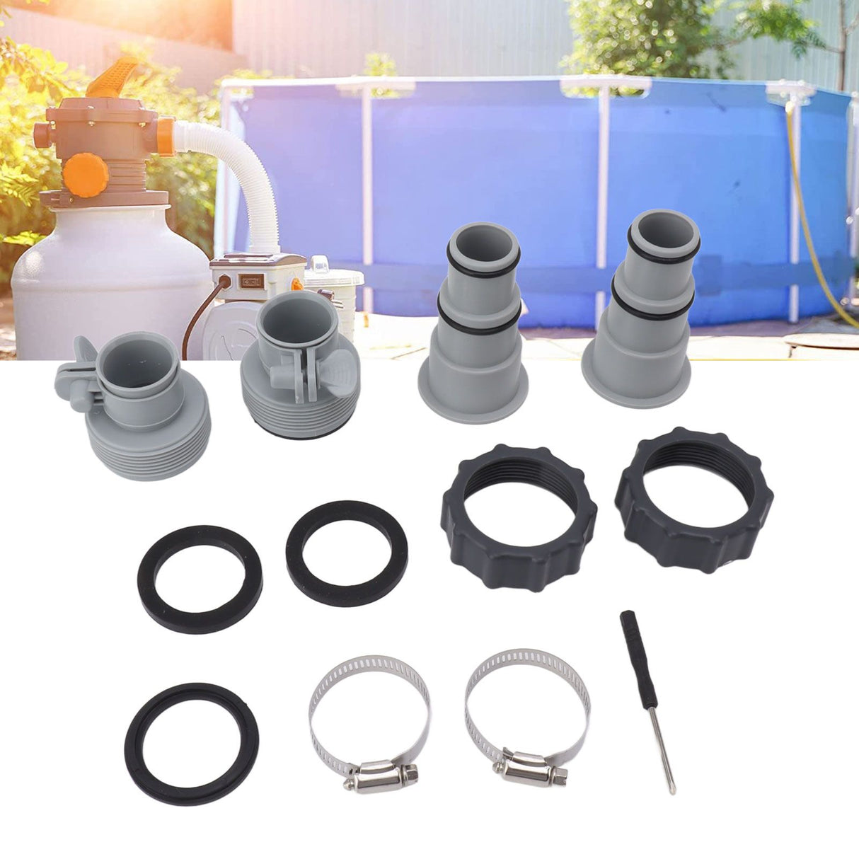 Pool Hose Adapter Replacement Hose Adapter with Collar for Threaded Connection Pumps