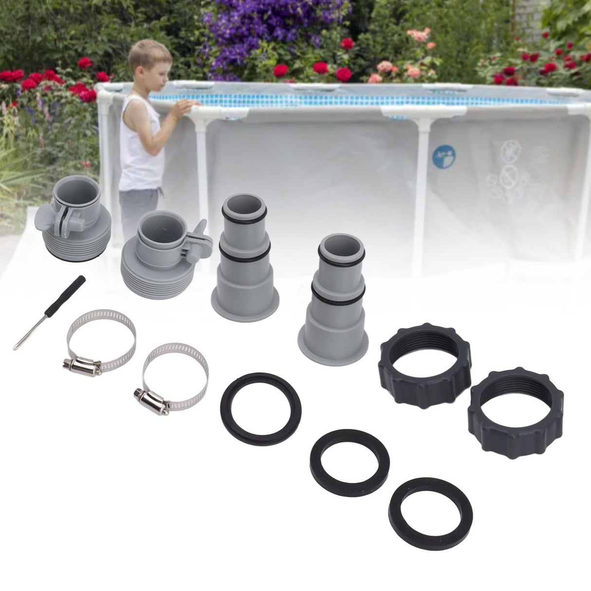Pool Hose Adapter Replacement Hose Adapter with Collar for Threaded Connection Pumps