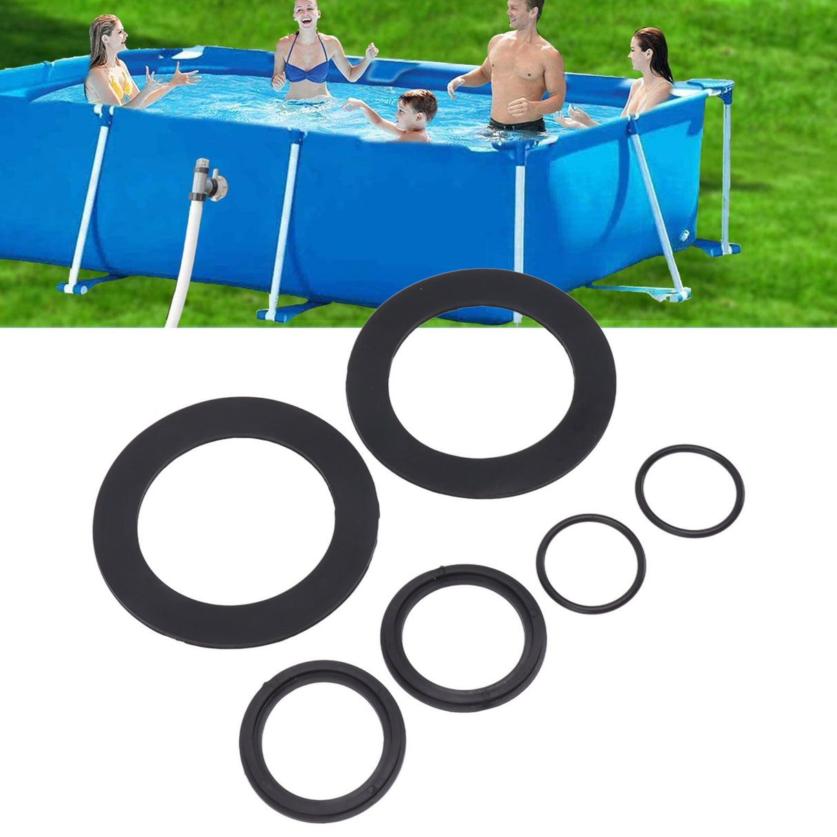 6PCS 25076RP Washer and Ring Kit Rubber Washer Replacement for Intex Pool Plunger Valves 10745 10262 10255