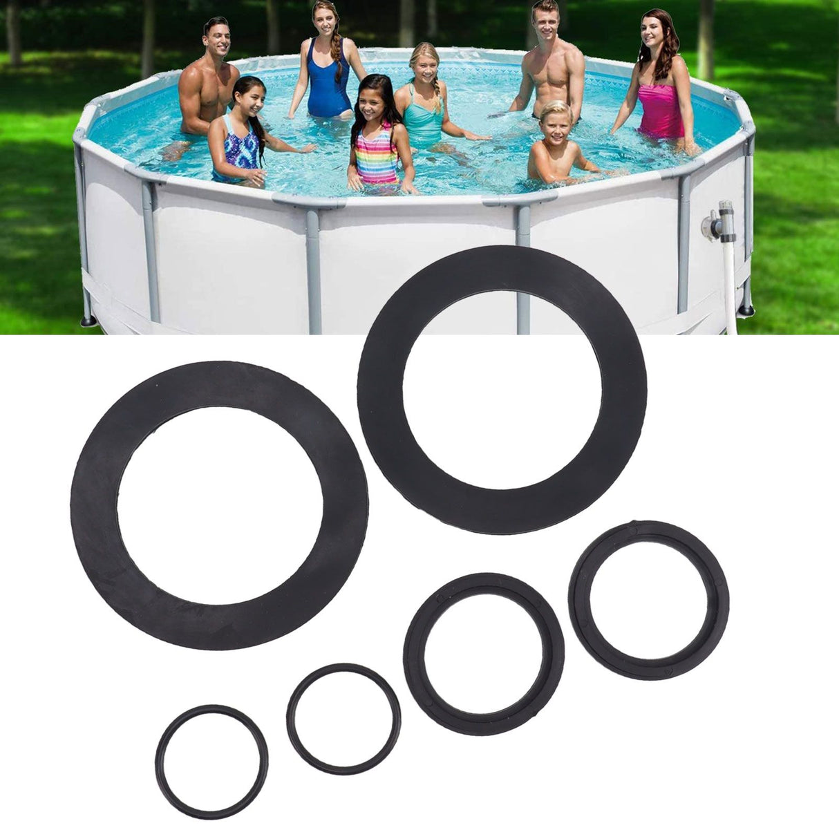 6PCS 25076RP Washer and Ring Kit Rubber Washer Replacement for Intex Pool Plunger Valves 10745 10262 10255