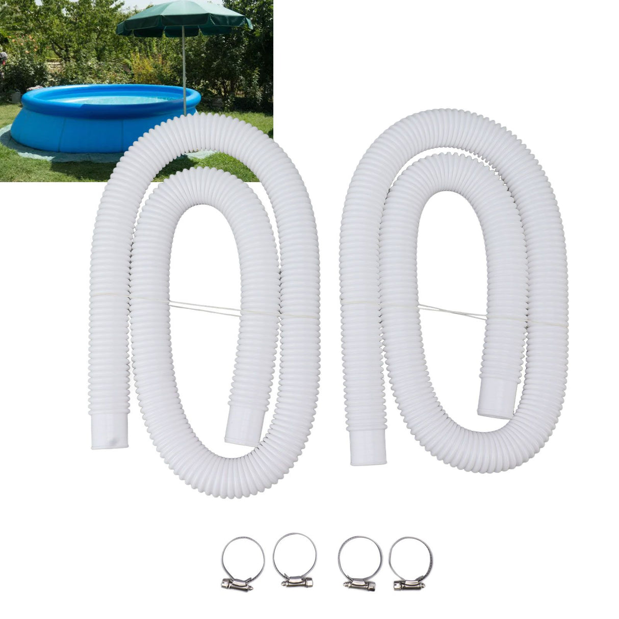 Swimming Pool Replacement Hoses with Clamps for 300 330 530 1000 Gallon Pool Pump