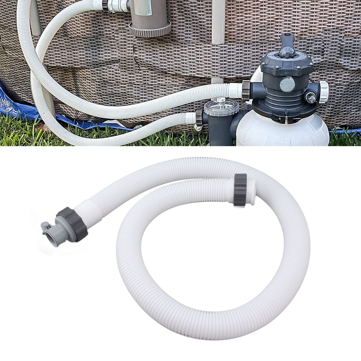 1.5in Diameter 59in Long Accessory Pool Pump Replacement Hose Filter Pump Hose Includes 1 Hose Adapter