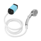 Portable Shower Camping Shower 3 Gears Adjustable Outdoor Camp Shower Pump Electric Rechargeable Portable Camping Shower Blue - Side View