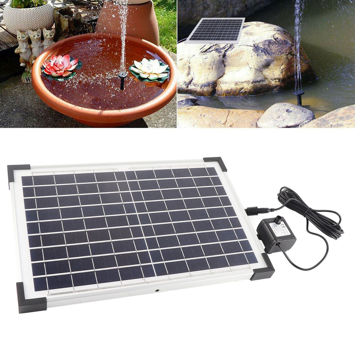 Solar Fountain Pump 9V 10W Easy To Install Solar Fountain Pond Pump Kit for Bird Bath Garden Backyard Pool Fish Tank