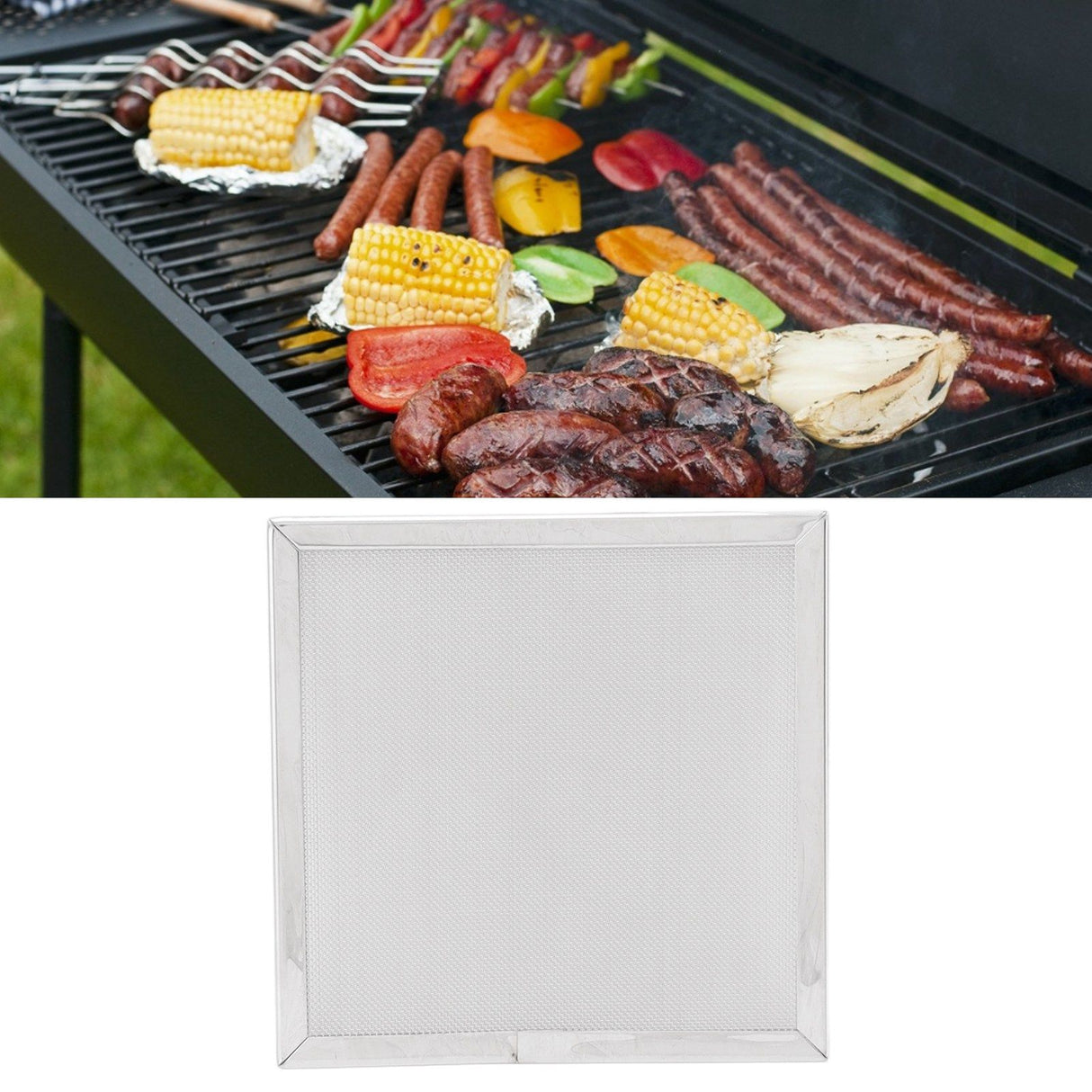 Barbecue Wire Mesh 304 Stainless Steel BBQ Grill Grates Replacement For Chicken Wing Squid Vegetable Beef 15x15cm/5.9x5.9in