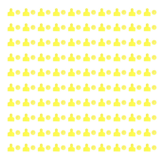 100 Sets Livestock Ear Tags Yellow Strong Plastic Easy to Use Blank Cattle Ear Tags for Cow Sheep Pig Farm