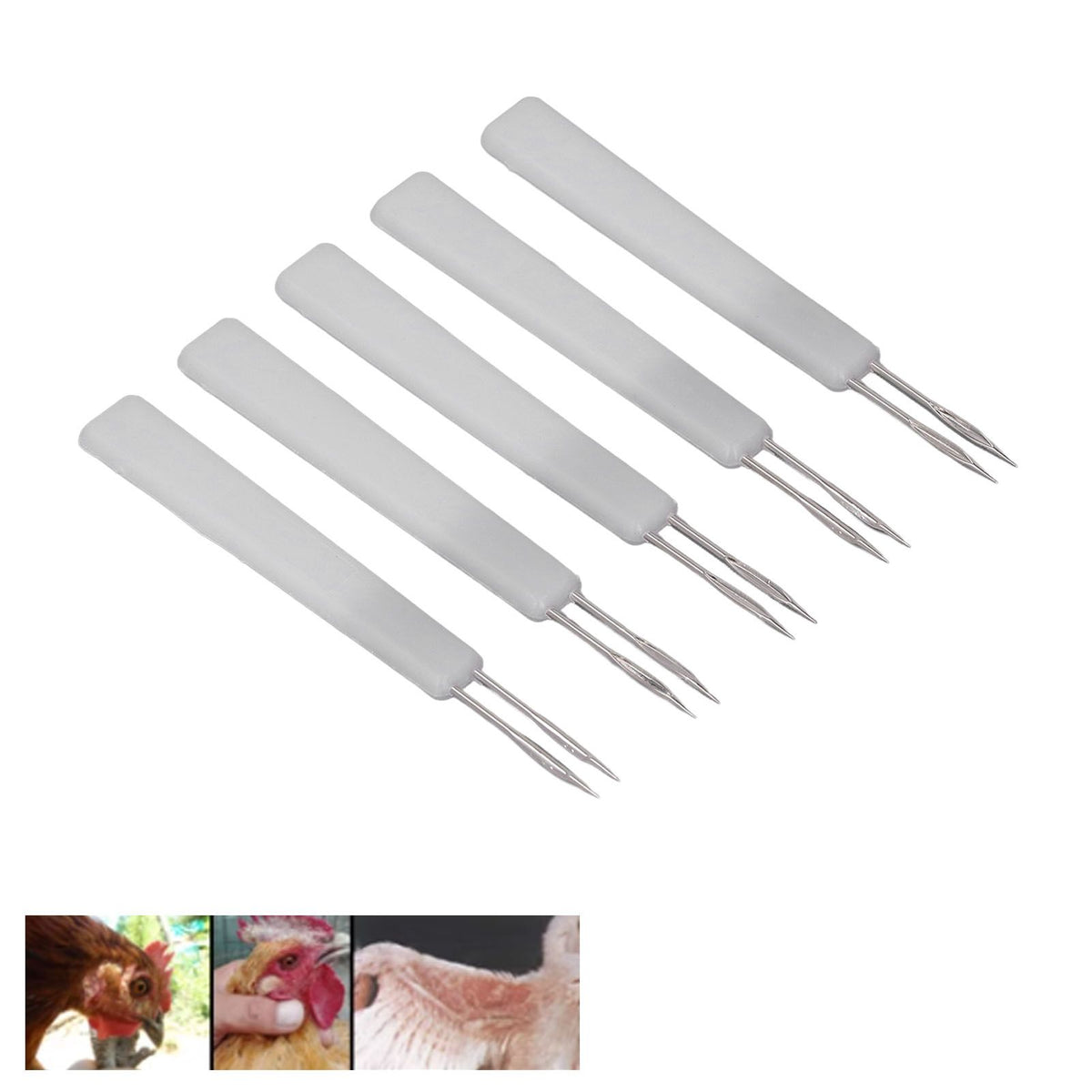 50Pcs Chicken Poultry Double Needle Thorn Pox Needle Chicken Vaccination Needle Poultry Breeding Equipment White