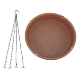 Bird Bath Hanging Bird Feeder Round Plastic Hanging Bird Feeder Tray Outdoor Bird Bath Tray Brown - Side View