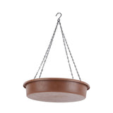 Bird Bath Hanging Bird Feeder Round Plastic Hanging Bird Feeder Tray Outdoor Bird Bath Tray Brown - Close-Up Angle