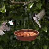 Bird Bath Hanging Bird Feeder Round Plastic Hanging Bird Feeder Tray Outdoor Bird Bath Tray Brown - Extra Image