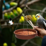 Bird Bath Hanging Bird Feeder Round Plastic Hanging Bird Feeder Tray Outdoor Bird Bath Tray Brown - Extra Image