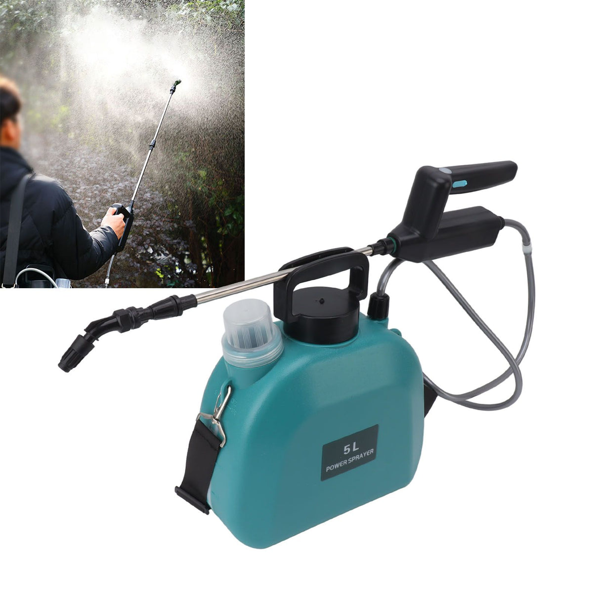Electric Sprayer Battery Powered Widen Slip Resistant Handle Backpack Weed Sprayer for Plants Flowers Agricultural 5L Green