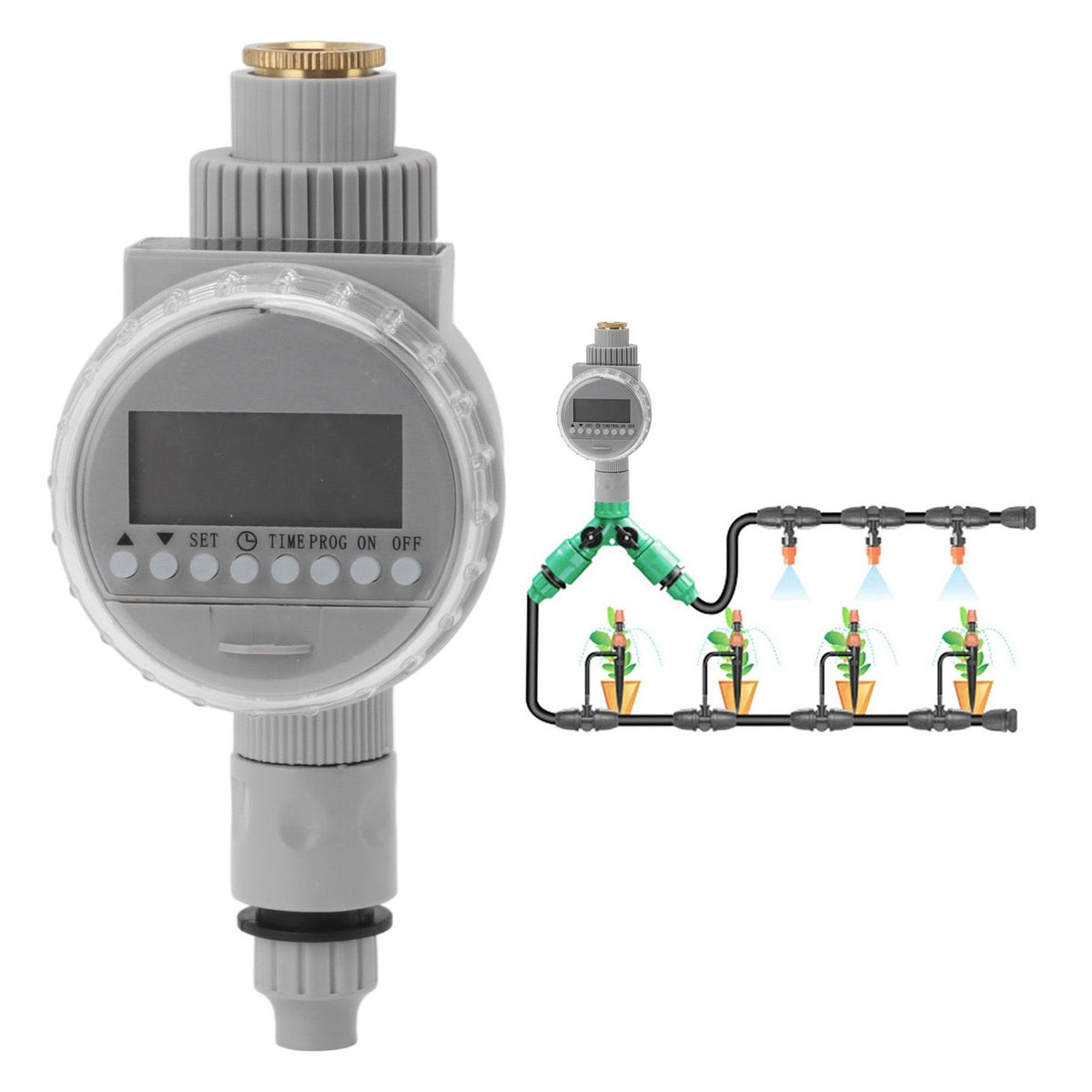 Watering Timer Water Controlling Automatic Drip Irrigation Timer for G1/2 G3/4 Threaded Faucet Garden Potted Plants Grey