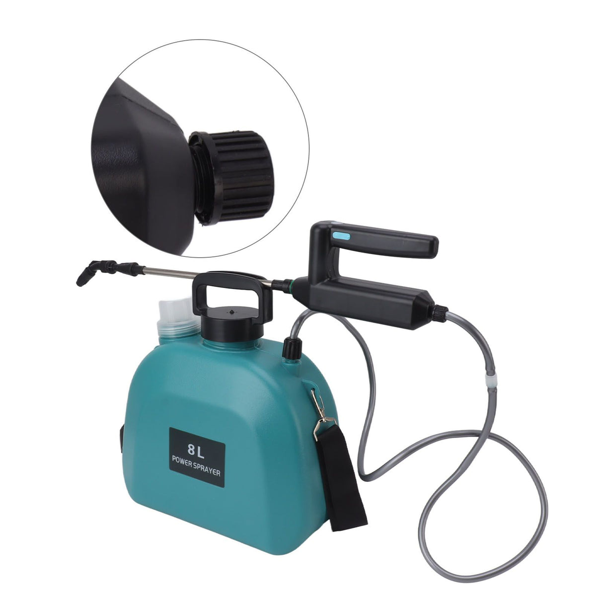 8L Electric Sprayer Slip Resistant Handle 2000mAh Battery Powered Sprayer with Shoulder Strap for Household Green