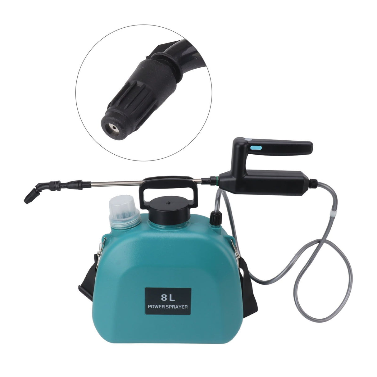 8L Electric Sprayer Slip Resistant Handle 2000mAh Battery Powered Sprayer with Shoulder Strap for Household Green
