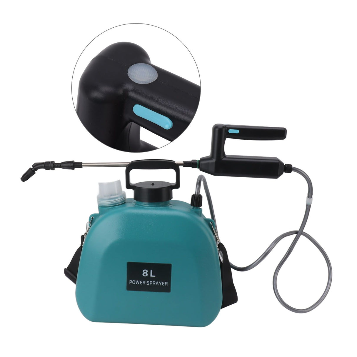 8L Electric Sprayer Slip Resistant Handle 2000mAh Battery Powered Sprayer with Shoulder Strap for Household Green