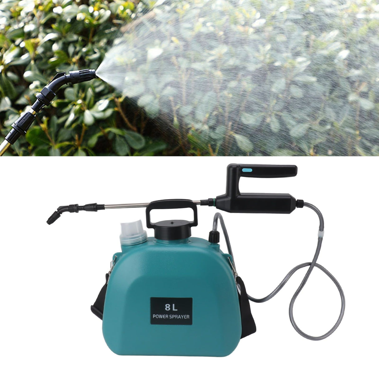 8L Electric Sprayer Slip Resistant Handle 2000mAh Battery Powered Sprayer with Shoulder Strap for Household Green