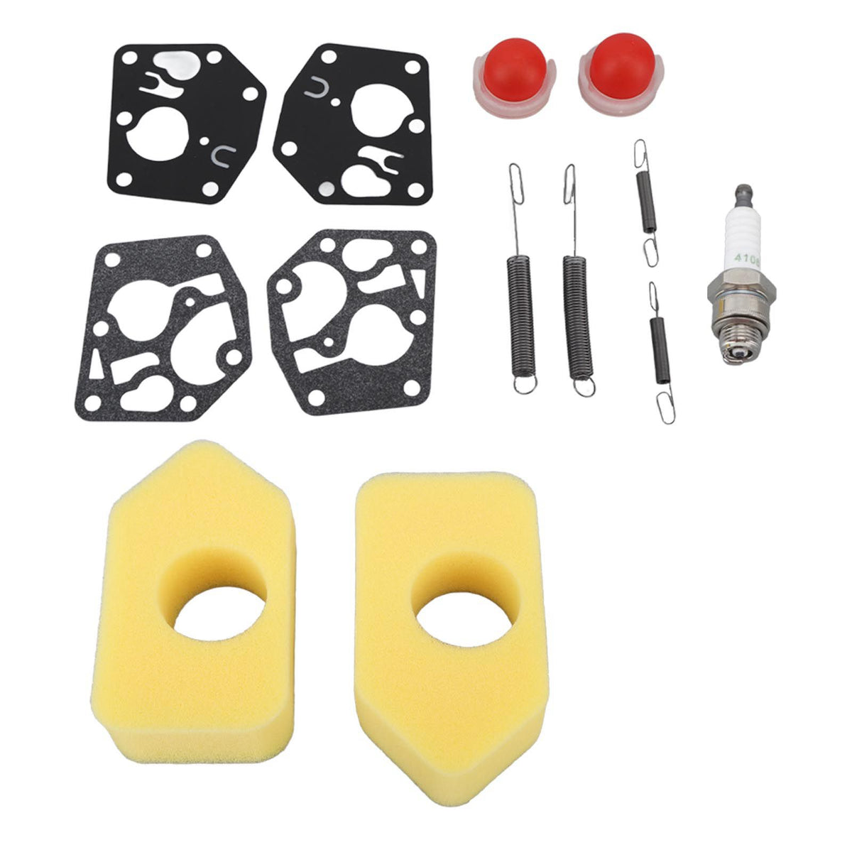 2 Packs Mower Repair Kit Air Filter Membrane Primer Bulb Spring Spark Plug for Classic Sprint 3.5‑4.5HP Q45 35 375 40 Motor