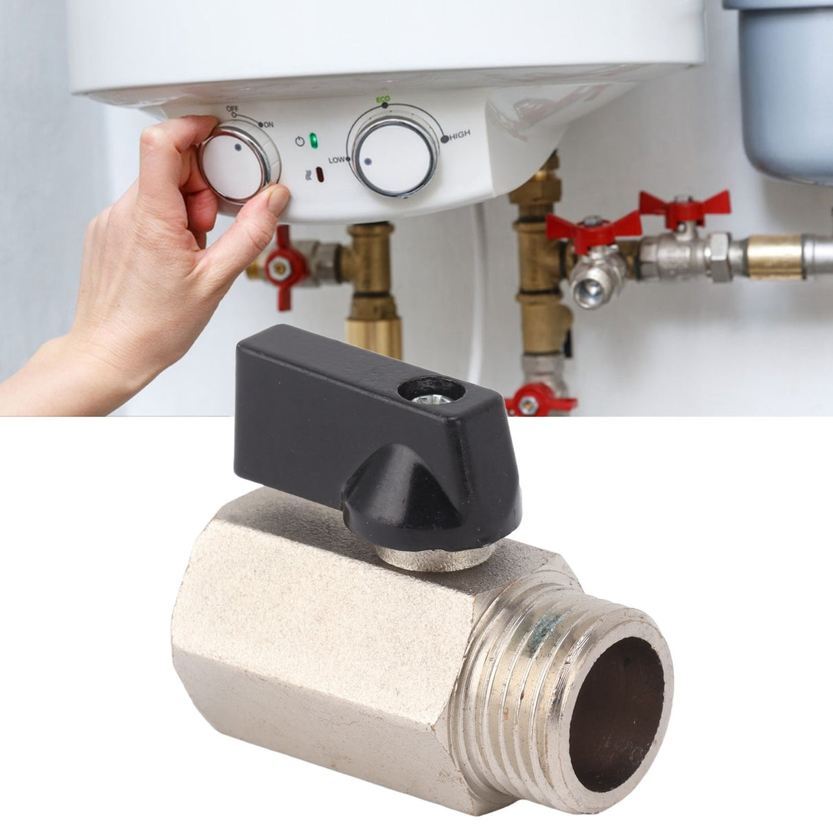 Gas Valve Ball Type Male Female Thread Thicken Brass Sandblasting for Household Tap Water 1/2